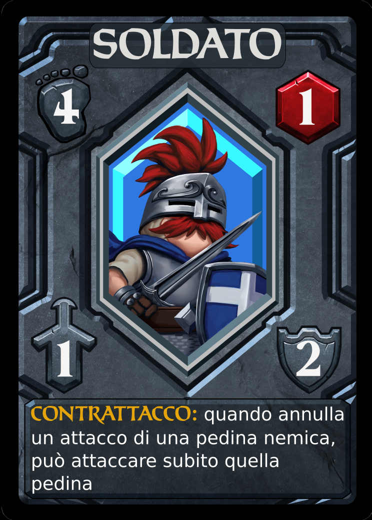 una carta da gioco che raffigura un soldato