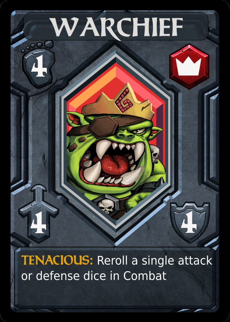 a card game card with a picture of a warchief