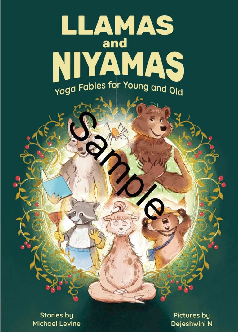 book cover of Llamas and Niyamas, yoga stories for kids