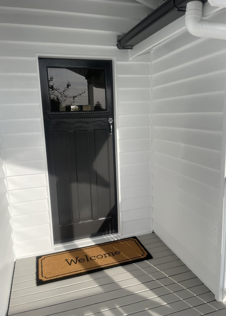 Freshly painted residential exterior entryway in Brisbane by PJCPainters