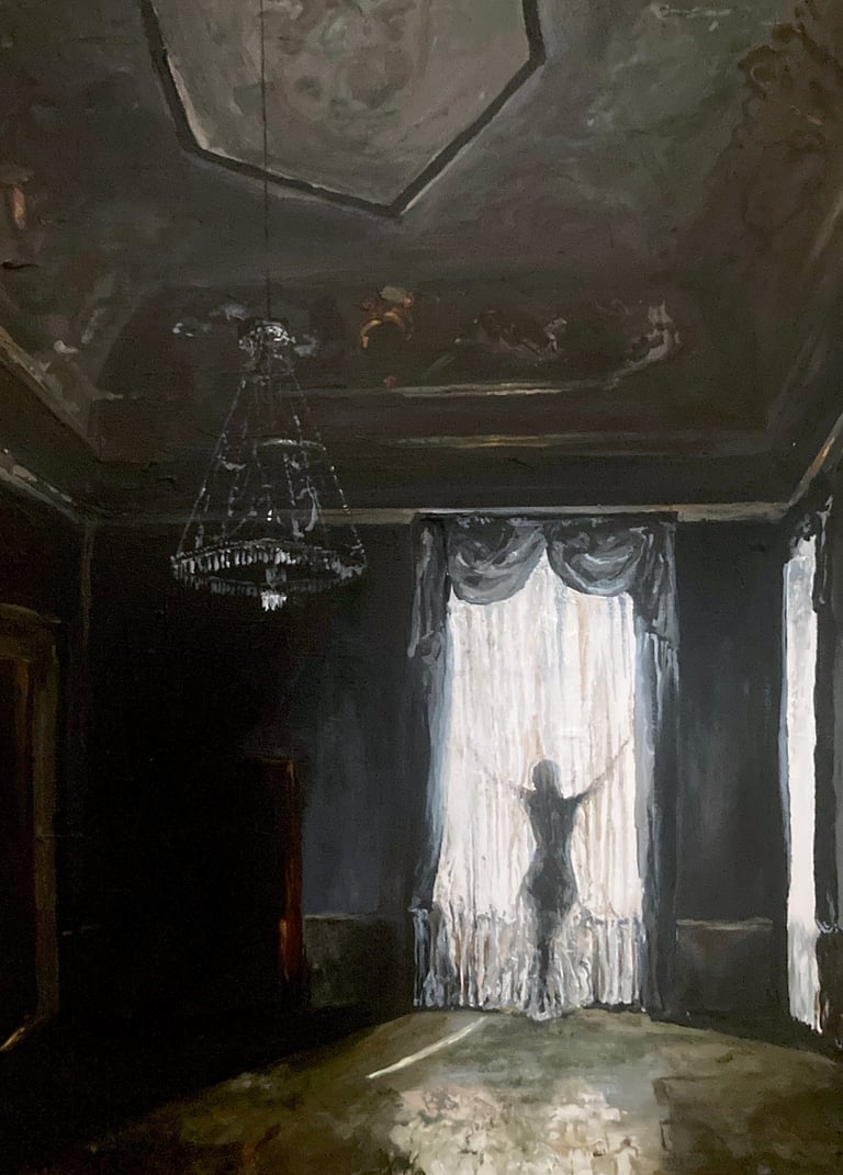 woman standing in front of window in Italian apartment