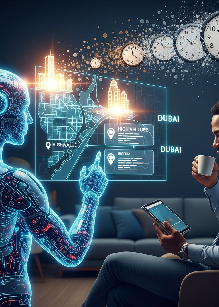 AI Agent identifying top investment properties for a human investor, hermetixai saving time..