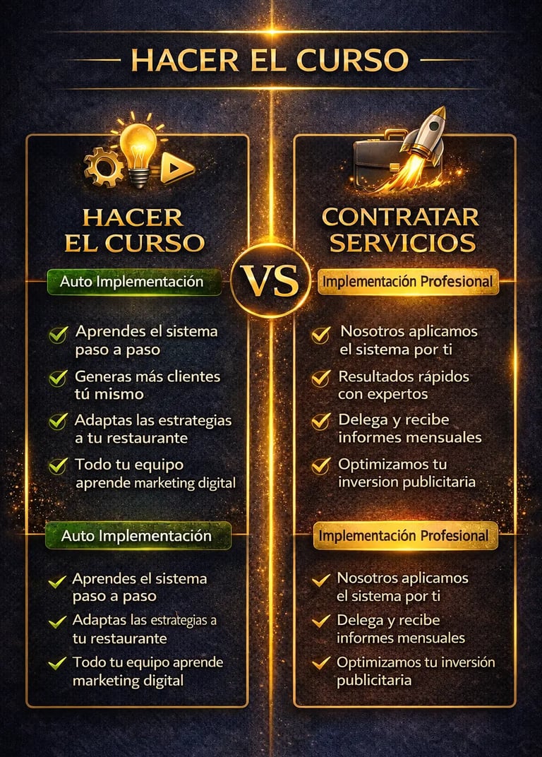 comparativa hacer curso o contratar servicios restaurante viral