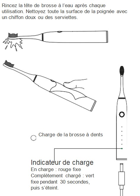 NETTOYAGE ET CHARGE brosse à dent aquolab sonique hygiene-precision