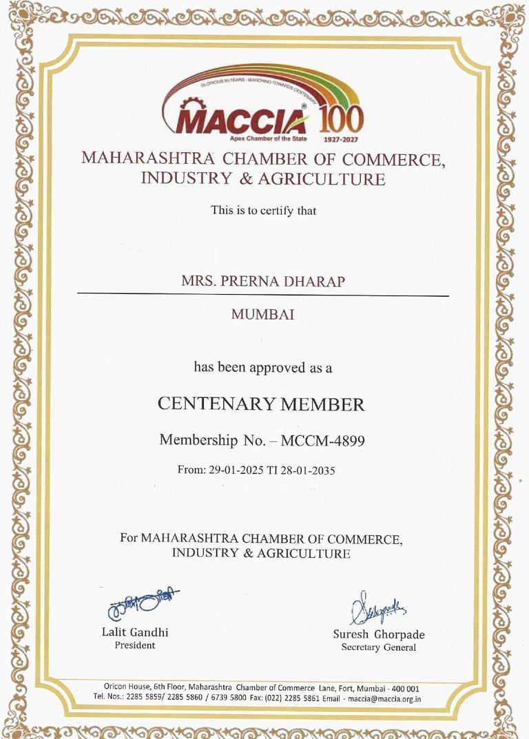 Maharashtra chamber of commerce certificate Mumbai India Export ready