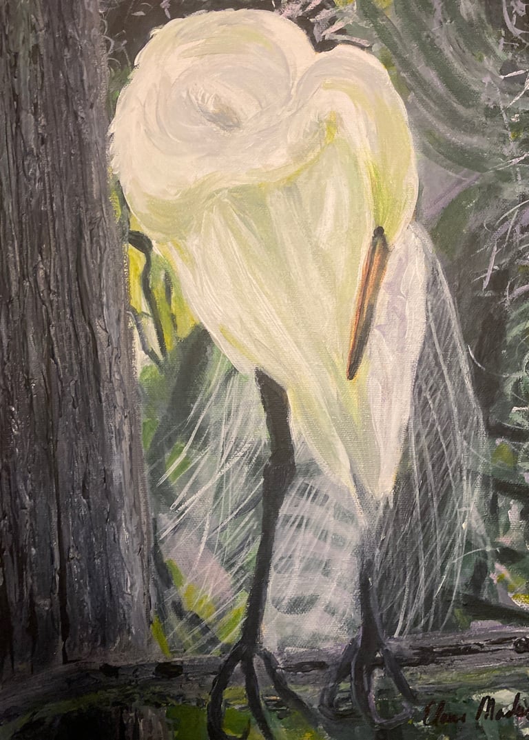 White Crane by Elaine Madere
