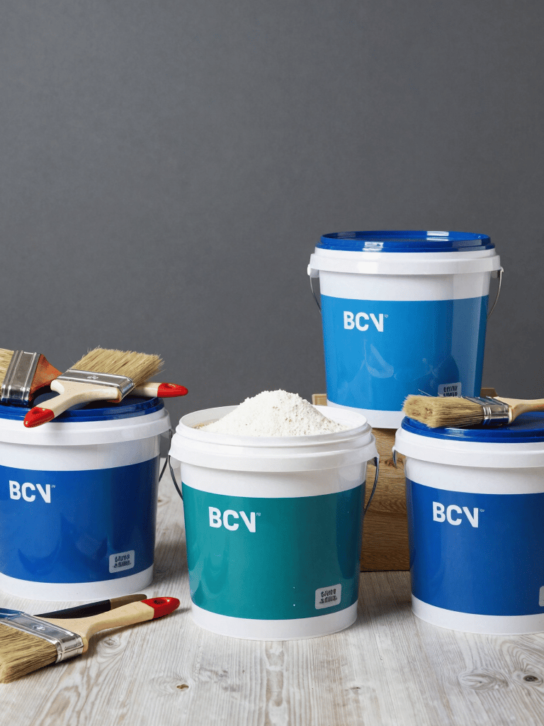 A professional Latin American architect in a clean, modern studio reviewing blueprints on a tablet. The setting is bright and sophisticated with soft pink and white interior accents, minimalist furniture, and natural lighting.