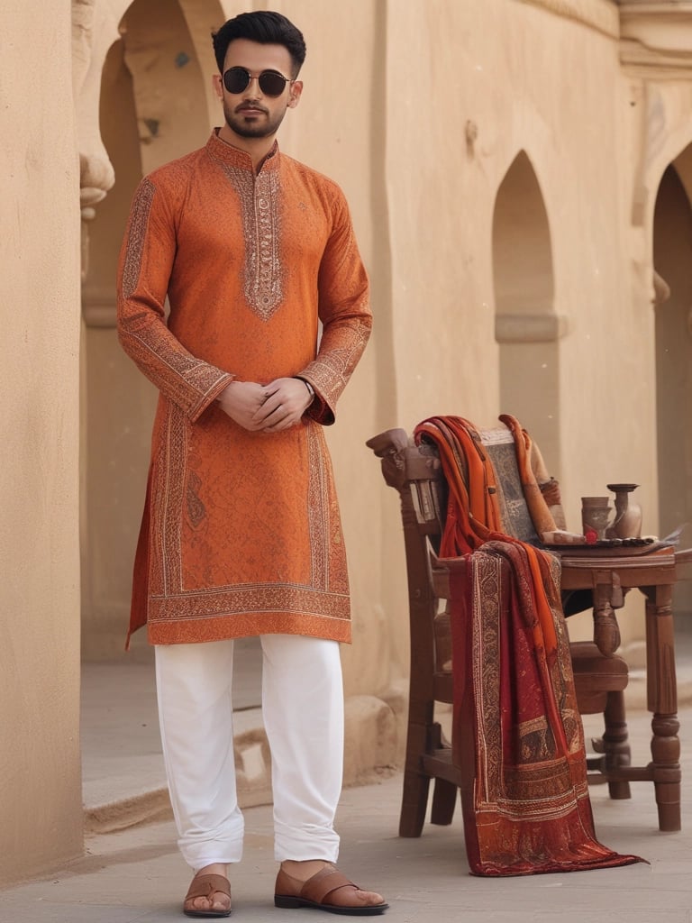a man in a blue and white indian wedding suit