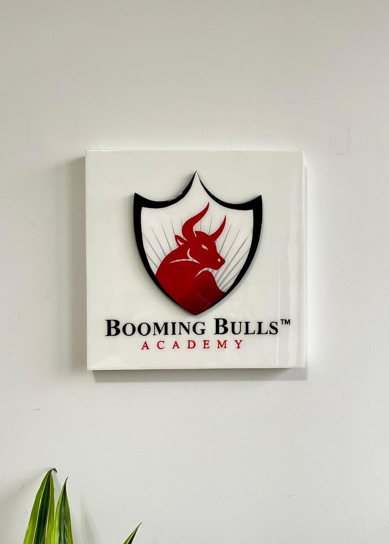 a picture of a business sign for a bull