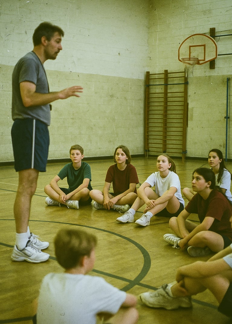 Séance de sport avec le prof pour la journée mondiale des enseignants.