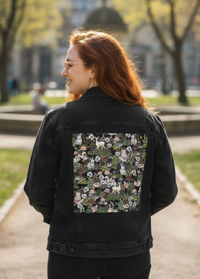 Girl wearing a printed jacket
