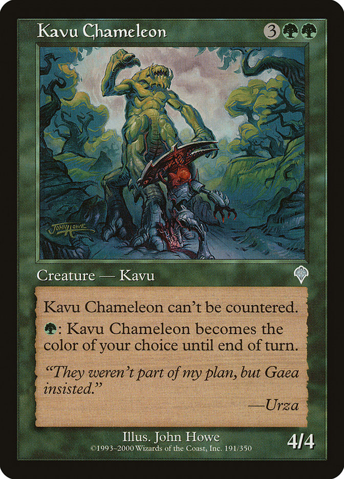 Kavu Chameleon Magic: The Gathering card featuring green creature art and ability text.