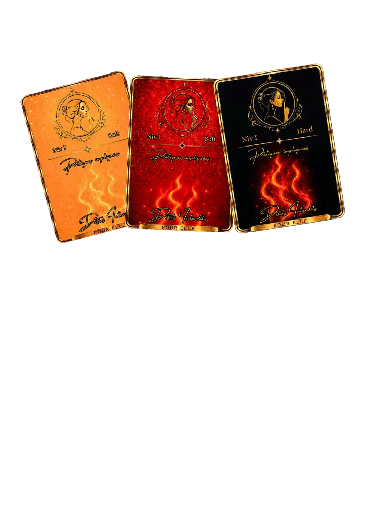 Trois cartes soft, hot et hard illustrant les niveaux d'intensité de ce jeu de couple pimenté et sur-mesure