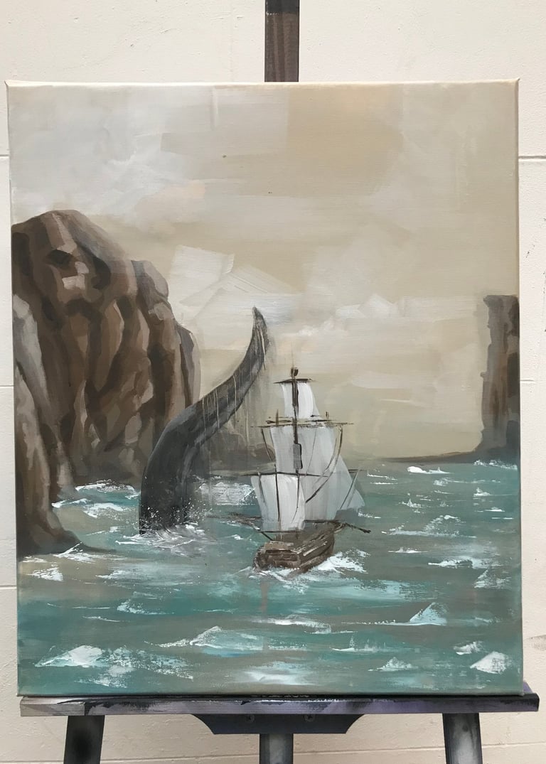 Retrato figurativo al óleo sobre lienzo, con pinceladas sueltas y expresivas que capturan emociones 