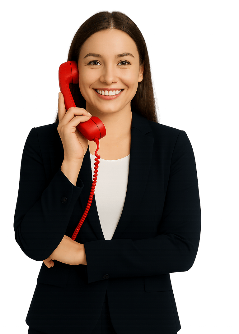 Konsultantka PDU trzyma czerwony telefon — oddzwaniamy nawet w 15 min i wysyłamy oferty na maila