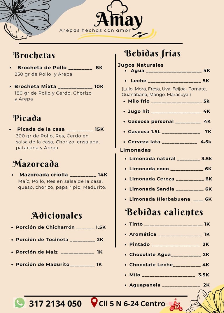 Menú  Brochetas