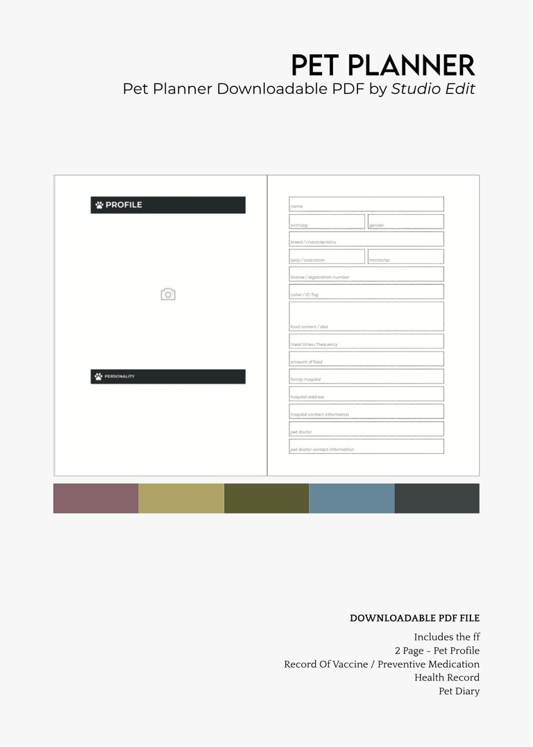 A5 Pet Planner by Studio Edit