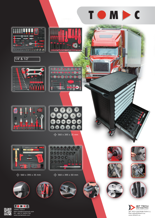 a truck with a profesional tool cabinet and tools