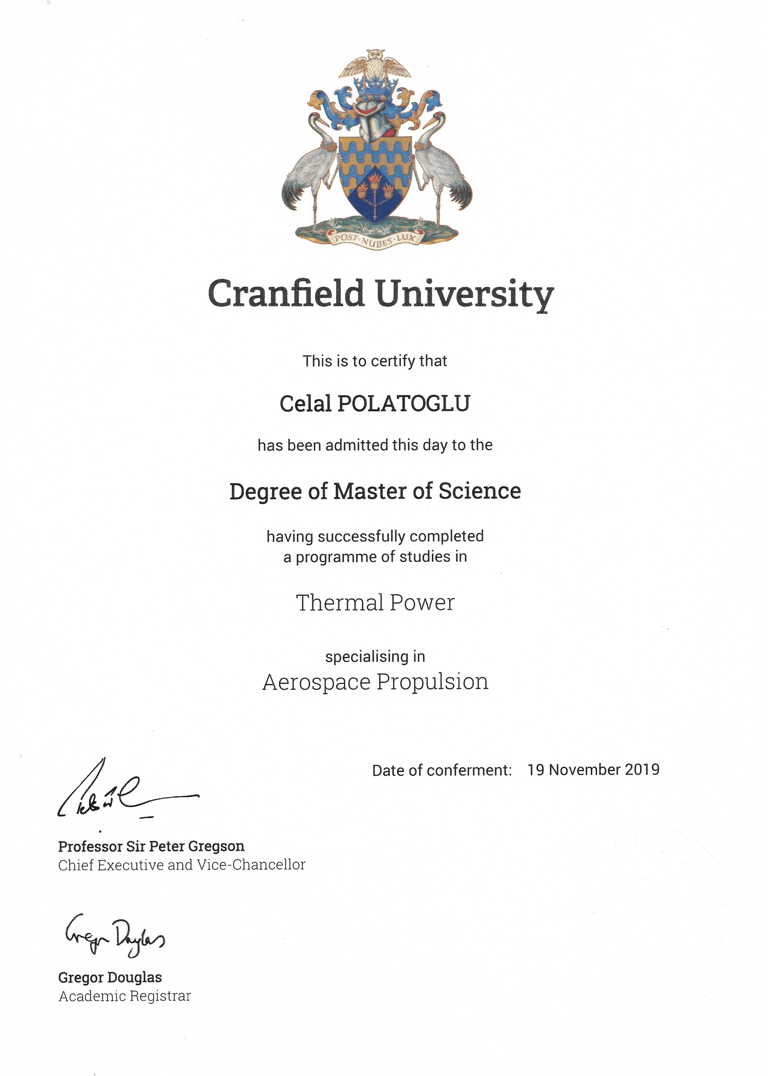 Cranfield Üniversitesi diploma
