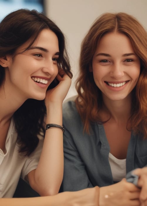 a woman with curly hair wearing headphones