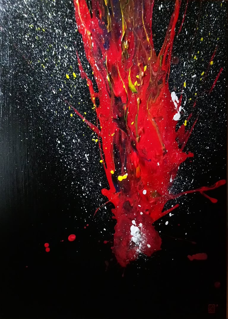 a painting of a red fire hydrant