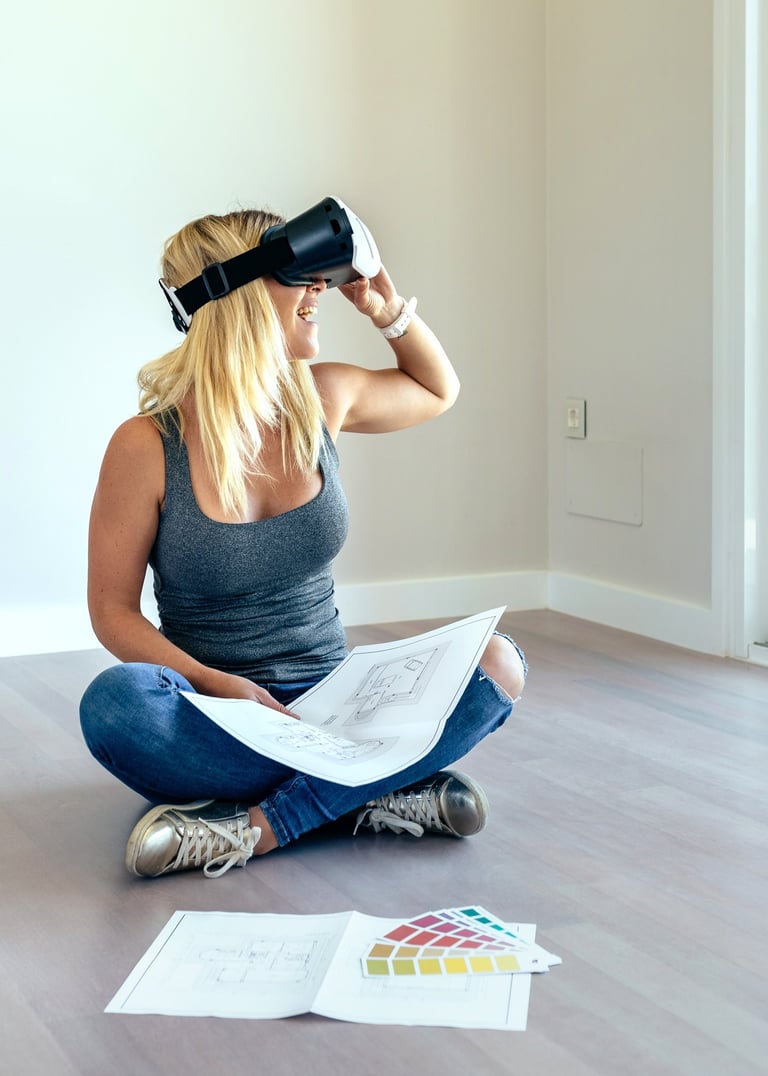 a woman on a virtual tour