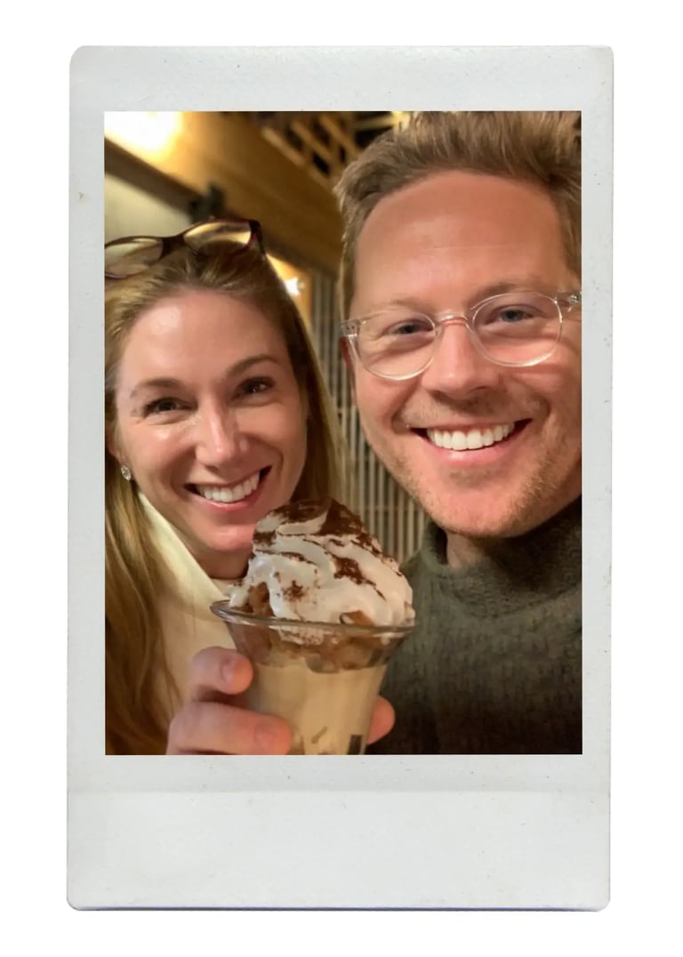 dhm.style in-city styling photo of Daniel and client enjoying gelato.