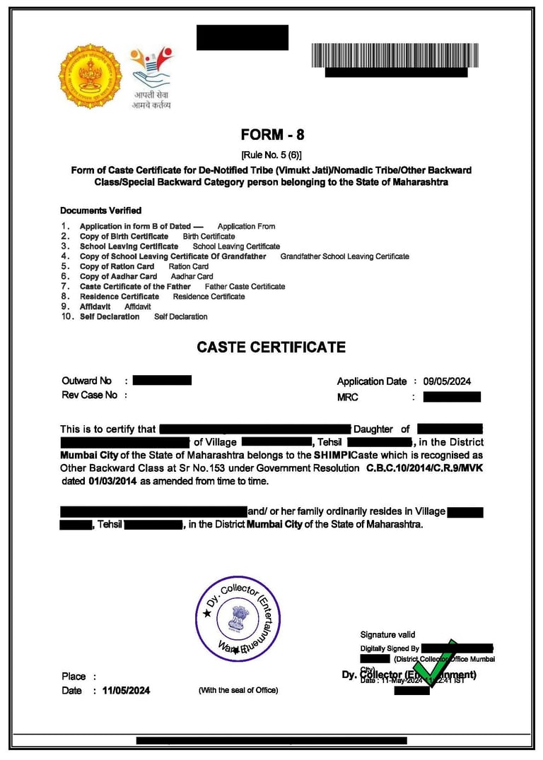 Caste Certificate
