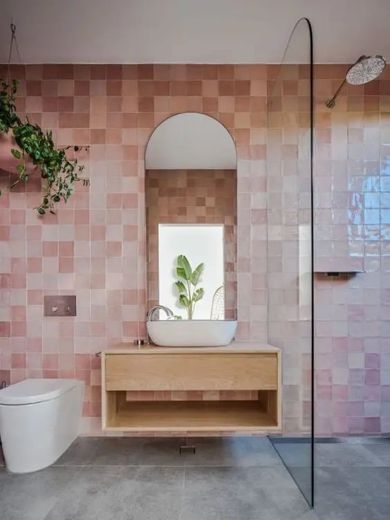curved mirror with frameless shower screen