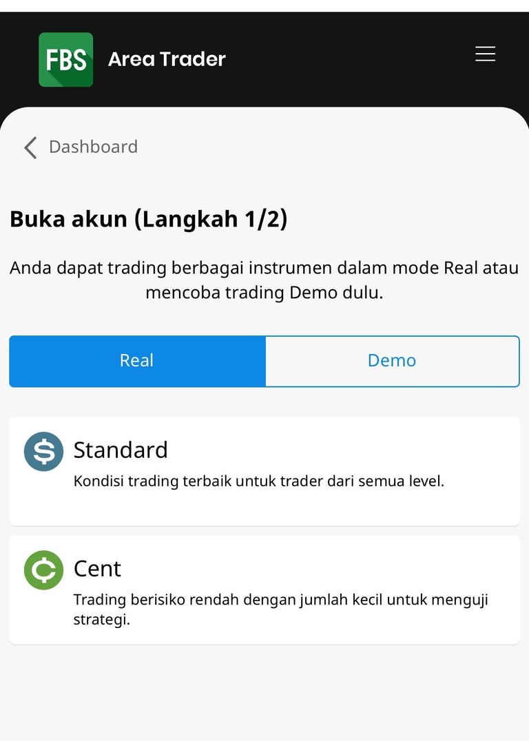 Cara buat akun trading forex akun standar dan cent