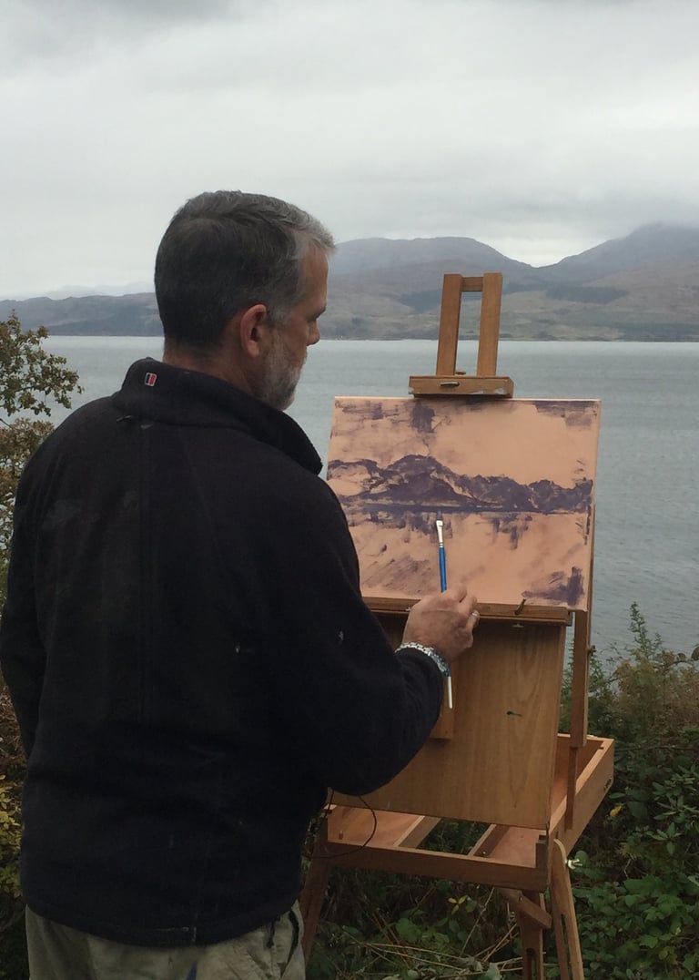 painting outdoors on the Isle of Skye