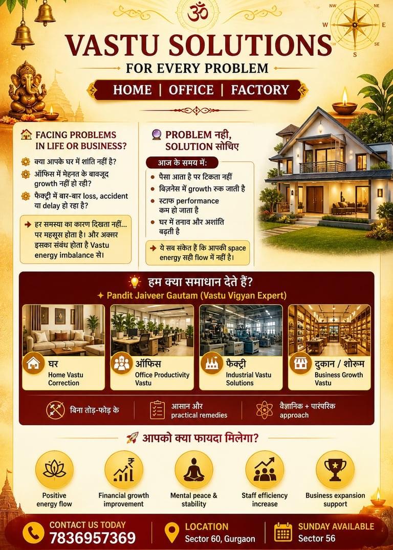 Vastu Solutions for Every Problem – Home | Office | Factory 🏡 Facing Problems in Life or Business?