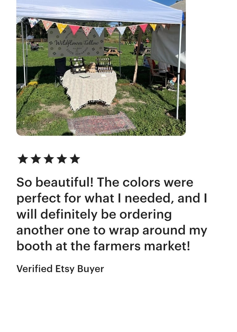 a review o the perfect garland bunting to decorate a farmer's market stall.