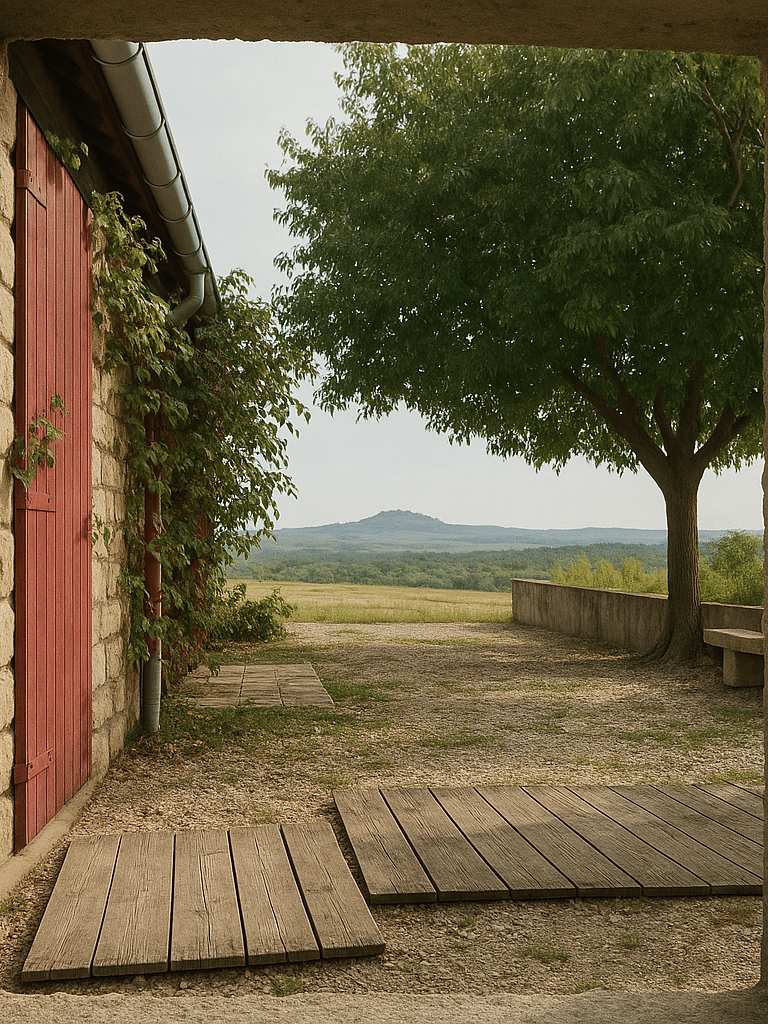 bastide provençale et vignes