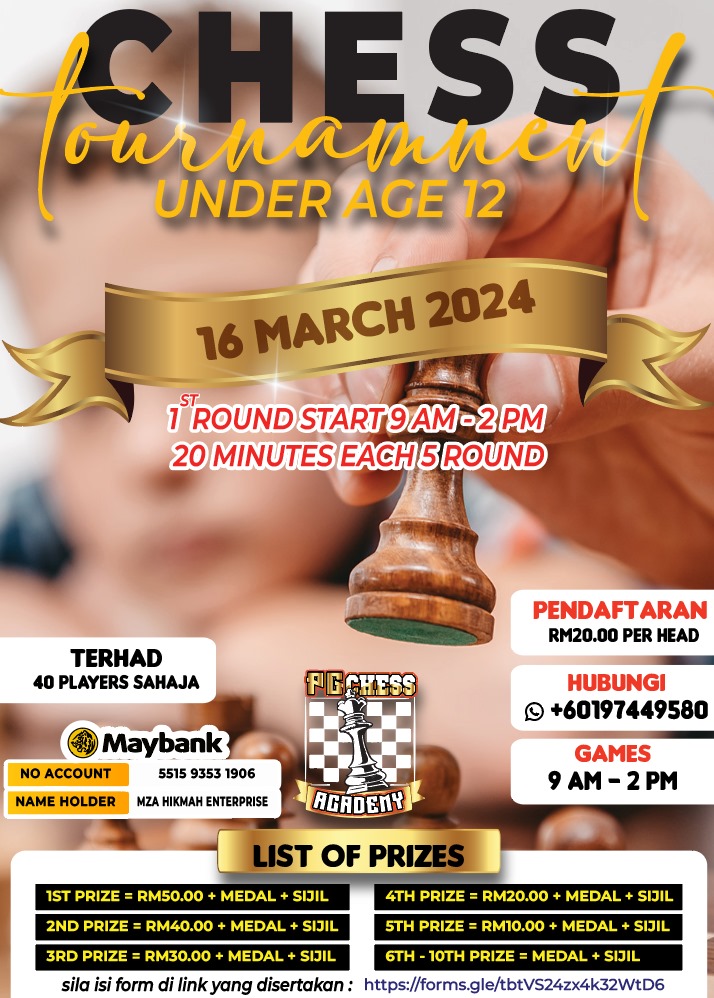 Malaysia Chess Tournament Johor Under Age 12. Johor Chess. Catur Malaysia