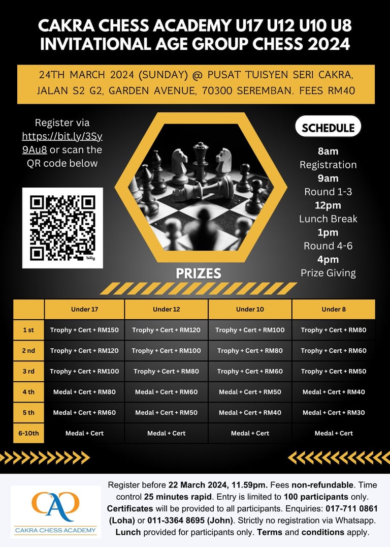 Catur Malaysia Cakra Chess Academy Age Group Chess 2024. 