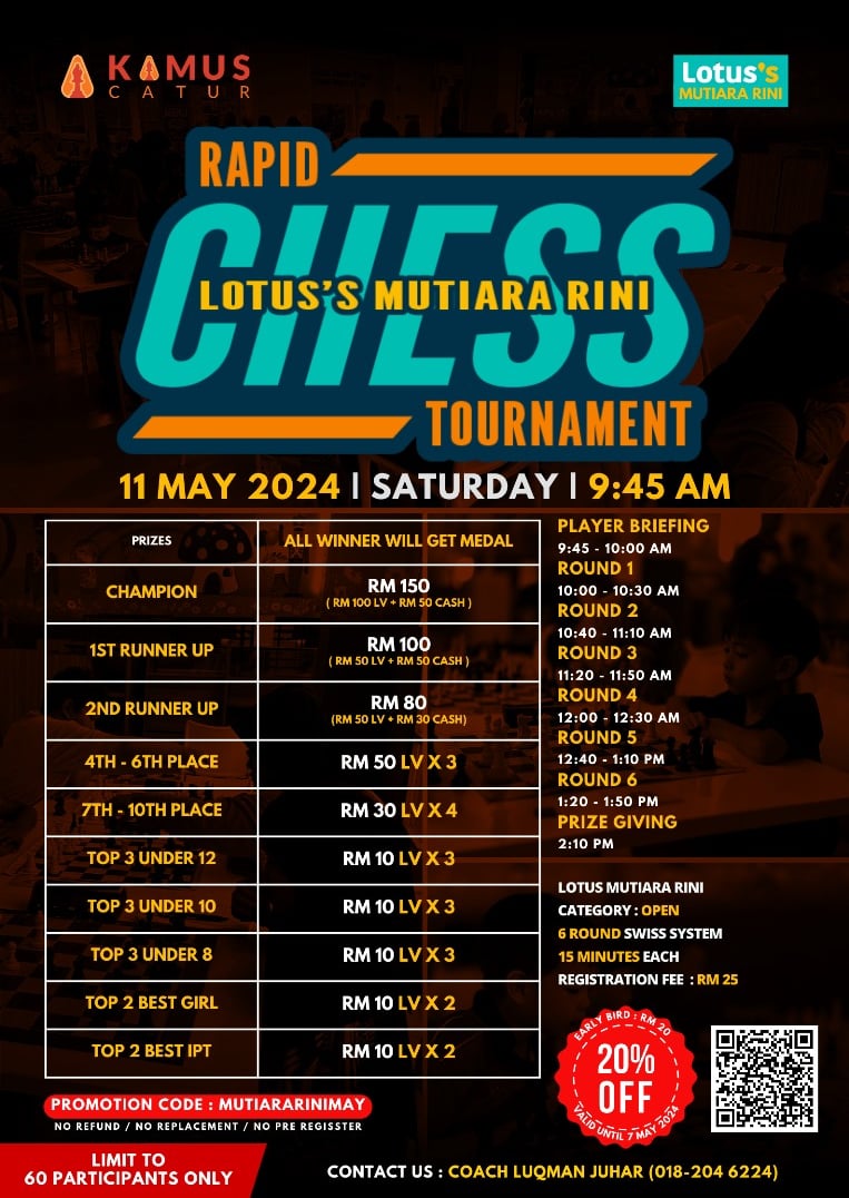 Lotus's Mutiara Rini Rapid Catur Malaysia Chess Tournament