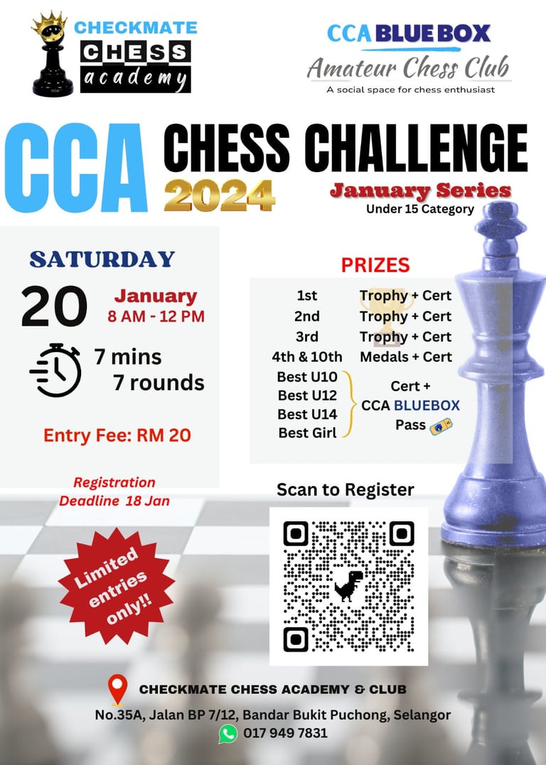 Malaysia Chess. Catur Malaysia. CCA Chess Challenge 2024 January Series - Under 15 Category 