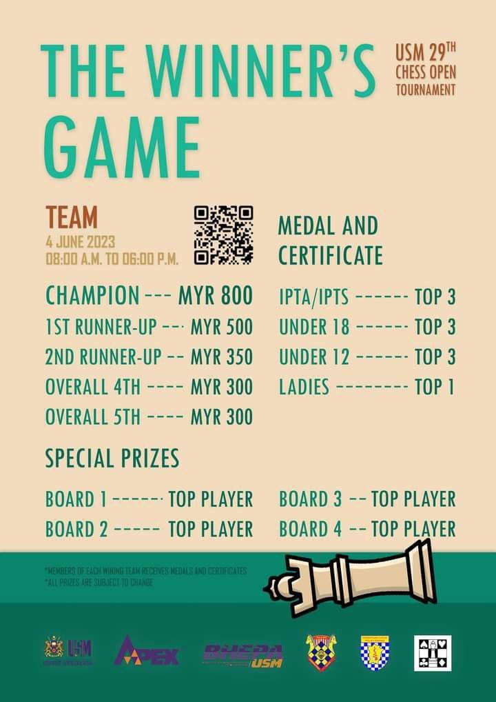 USM 29th Chess Open Tournament - The Winner’s Games Team