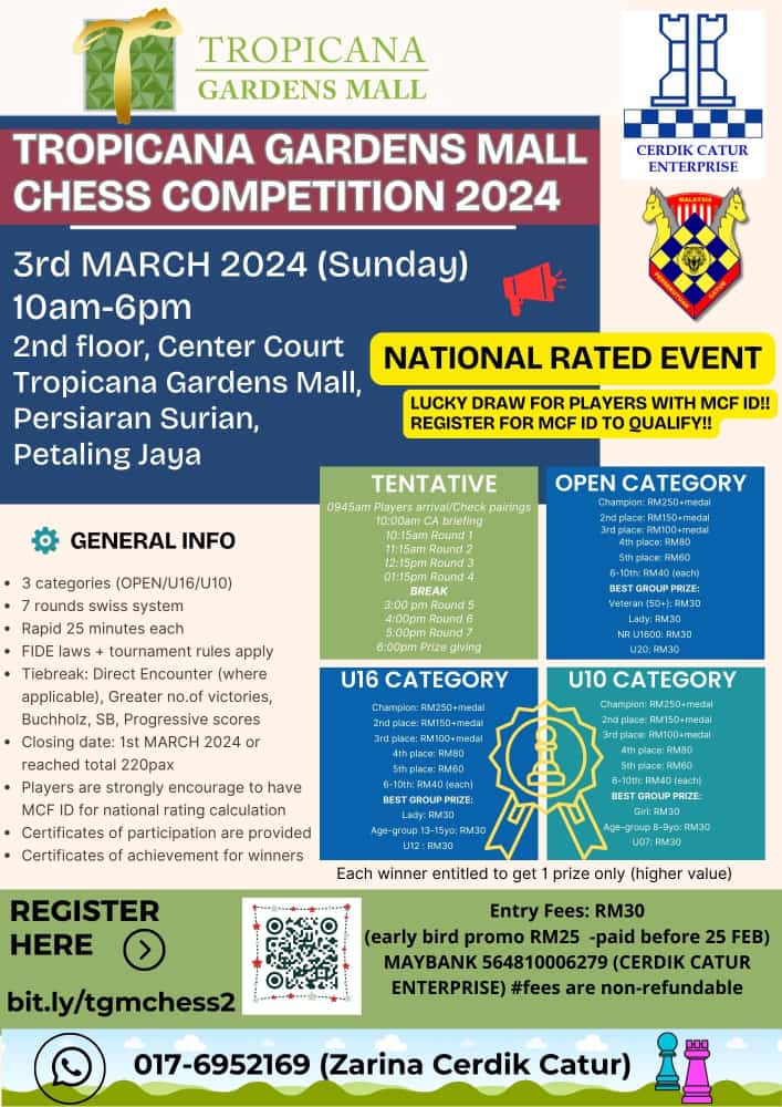 Malaysia Chess. Catur Malaysia. Tropicana Gardens Mall Chess Competition
