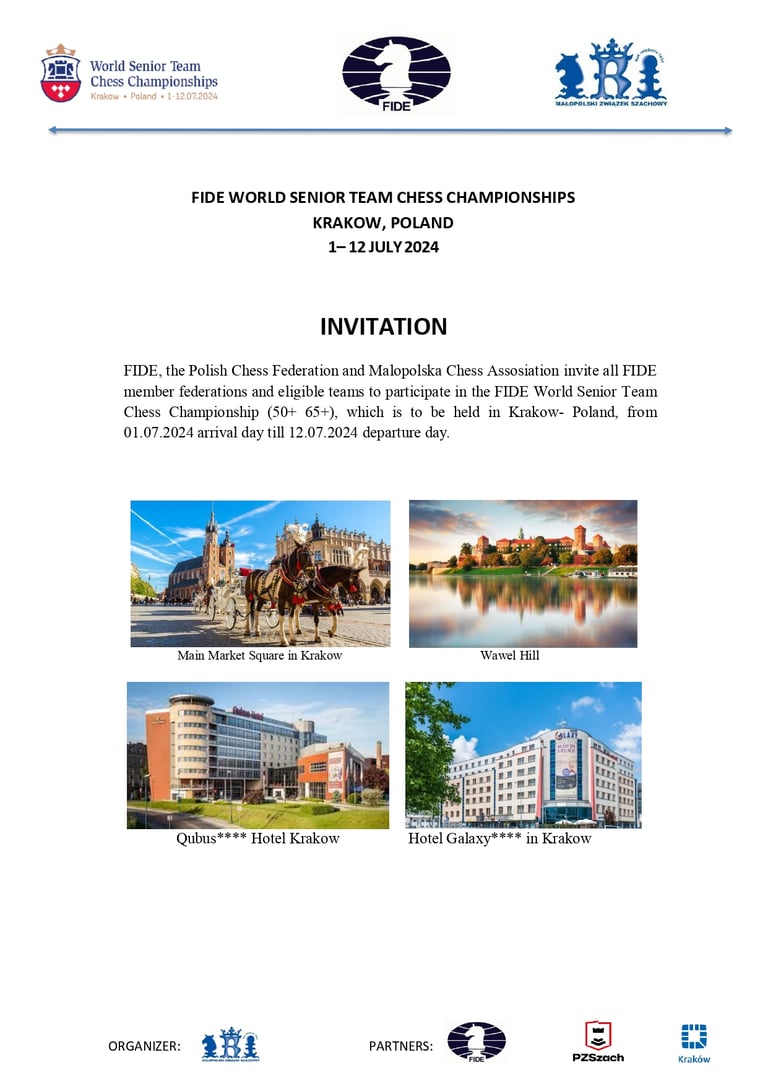 FIDE Chess World Senior Team Chess Championships 2024 Krakow, Poland