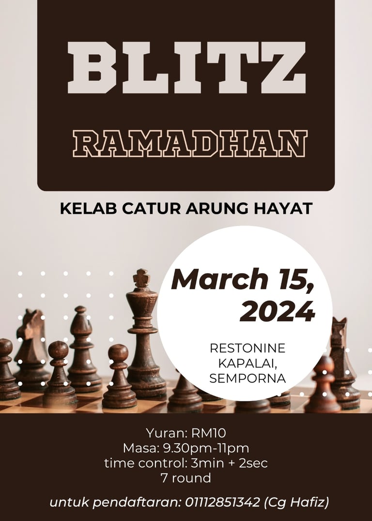 Pertandingan Blitz Ramadhan Semporna 2024. Catur Malaysia. Malaysia Chess