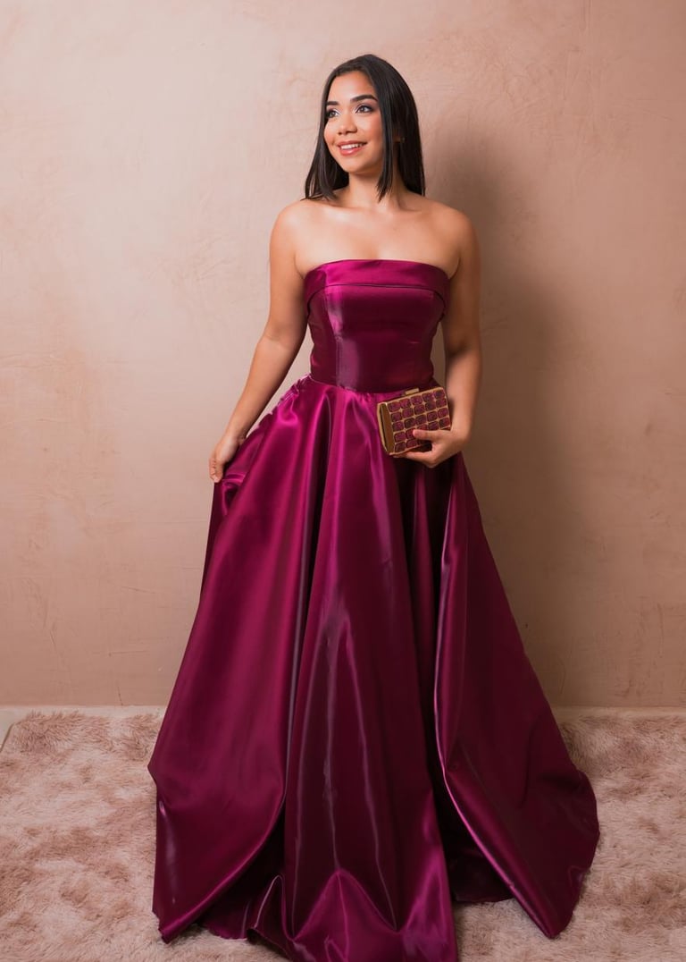 Vestido de festa longo vinho - Soberana Recife