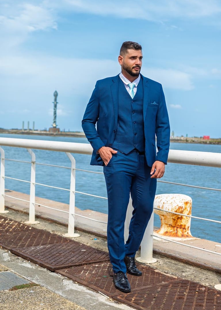 Terno masculino azul para casamento - Soberana Recife