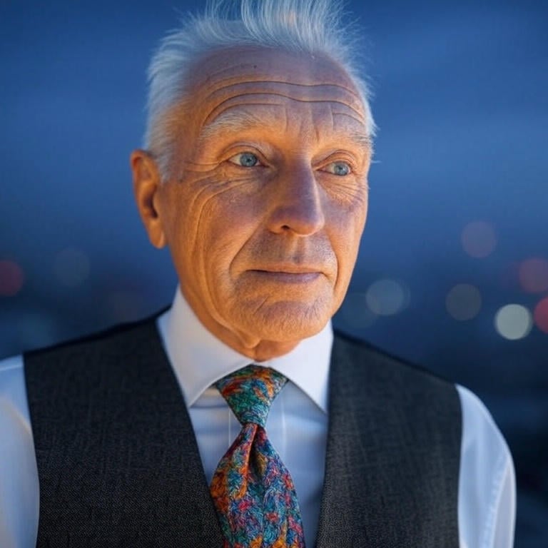 a mystical man with a white shirt and tie