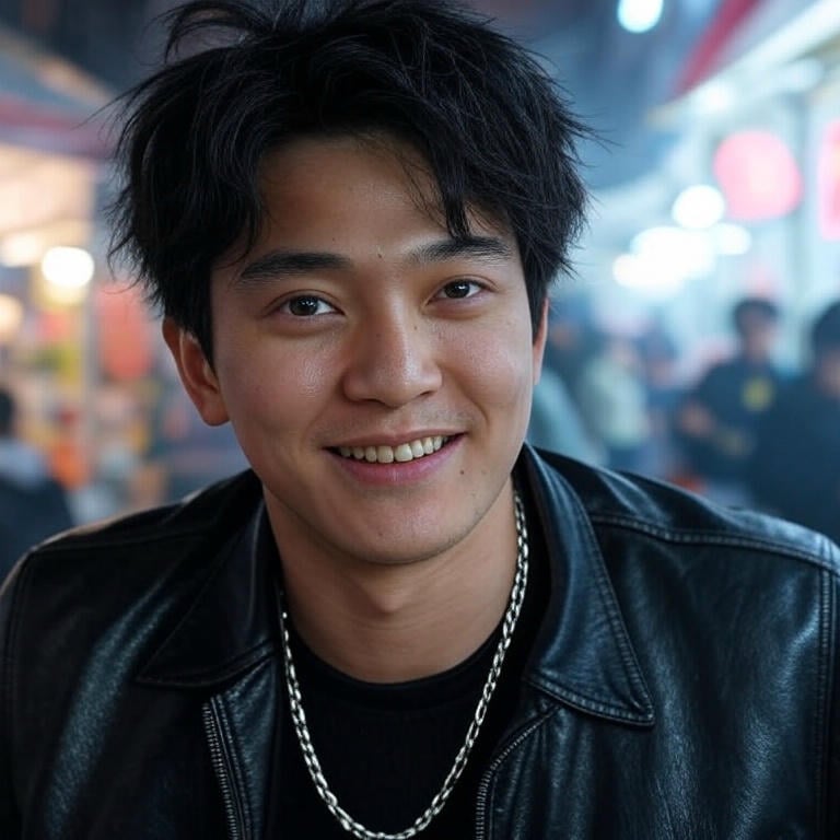 a man with a chain link necklace and a chain link necklace