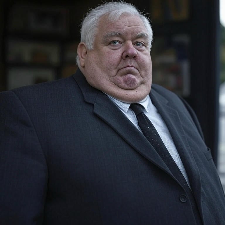 a man in a suit and tie is standing in front of a doorway