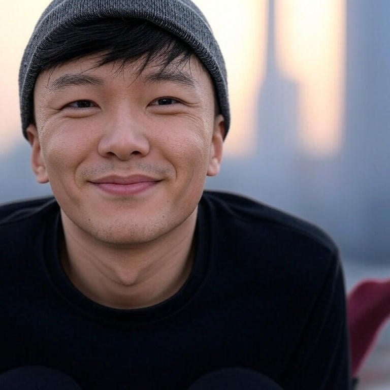 a man in a beanie hat and a beanie