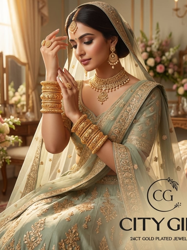 Gold plated bangle set with intricate design — Kolkata artisan jewellery