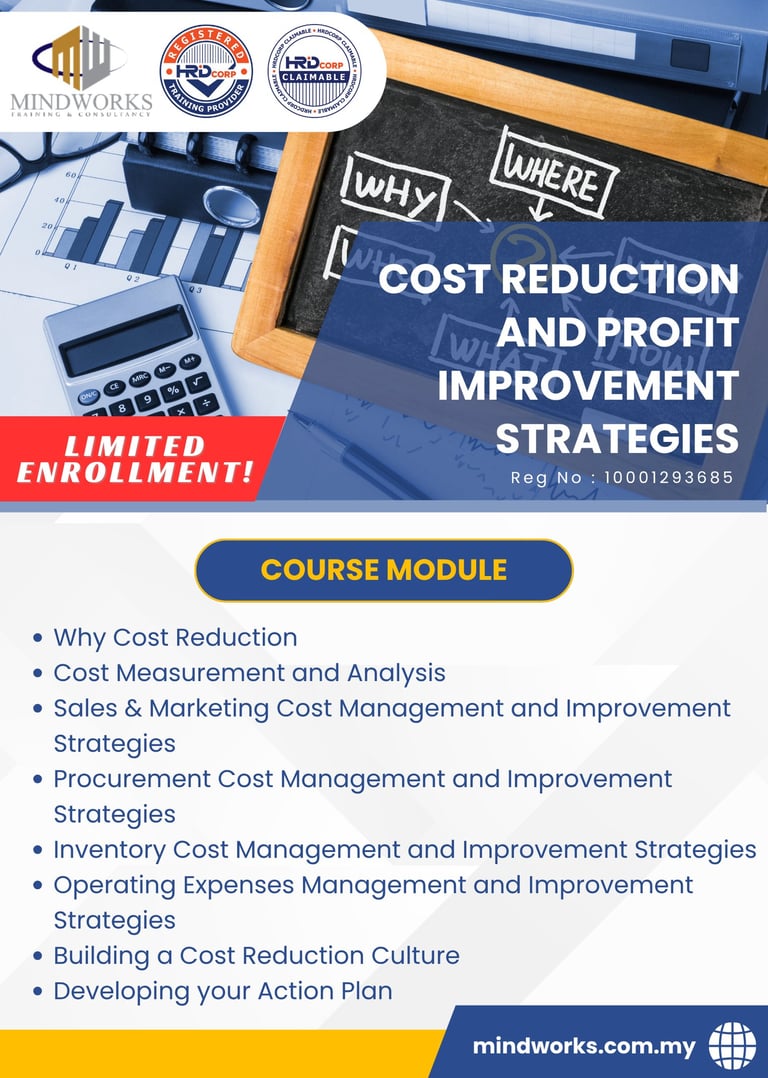 a business flyer for a course Cost Reduction and Profit Improvement Strategies